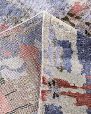 Traditional Ikat Hand Knotted Abstract Silk & Wool Blend Beige Area Rug 9' 2" x 12' 3"