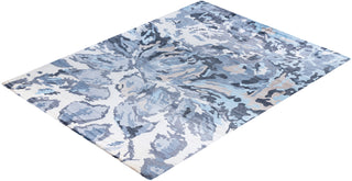 Contemporary Modern Hand Knotted Abstract Silk Ivory Area Rug 9' 1" x 12' 1"