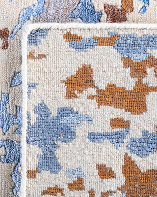 Contemporary Modern Hand Knotted Abstract Silk & Wool Blend Ivory Area Rug 8' 2" x 10' 1"