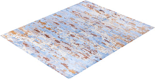 Contemporary Modern Hand Knotted Abstract Silk & Wool Blend Ivory Area Rug 8' 2" x 10' 1"