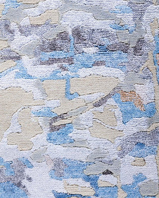 Contemporary Modern Hand Knotted Floral Silk & Wool Blend Beige Area Rug 8' 2" x 10' 0"