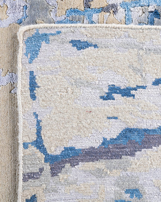Contemporary Modern Hand Knotted Floral Silk & Wool Blend Beige Area Rug 8' 2" x 10' 0"