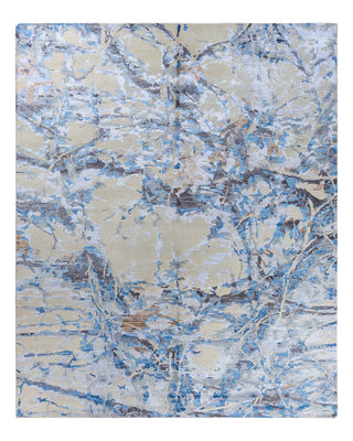 Contemporary Modern Hand Knotted Floral Silk & Wool Blend Beige Area Rug 8' 2" x 10' 0"