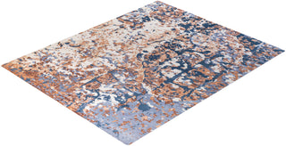 Contemporary Modern Hand Knotted Abstract Silk & Wool Blend Ivory Area Rug 8' 2" x 10' 1"