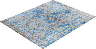 Contemporary Modern Hand Knotted Abstract Silk & Wool Blend Blue Area Rug 8' 1" x 10' 0"