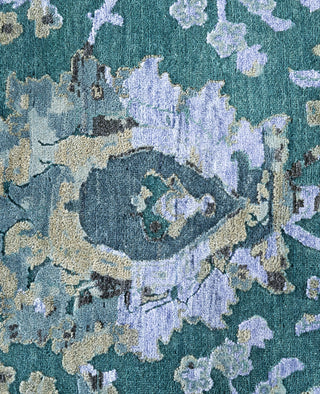 Traditional Abstarct Wool, Silk Hand Knotted Green Area Rug 9' 1" x 12' 4"