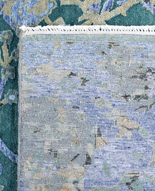 Traditional Abstarct Wool, Silk Hand Knotted Green Area Rug 9' 1" x 12' 4"