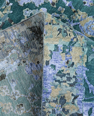 Traditional Abstarct Wool, Silk Hand Knotted Green Area Rug 9' 1" x 12' 4"