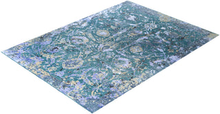Traditional Abstarct Wool, Silk Hand Knotted Green Area Rug 9' 1" x 12' 4"