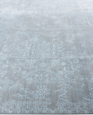 Traditional Abstarct Wool, Silk Hand Knotted Gray Area Rug 9' 0" x 12' 3"