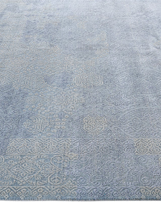 Traditional Ikat Hand Knotted Floral Silk & Wool Blend Gray Area Rug 8' 0" x 9' 8"