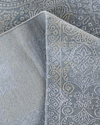 Traditional Ikat Hand Knotted Floral Silk & Wool Blend Gray Area Rug 8' 0" x 9' 8"