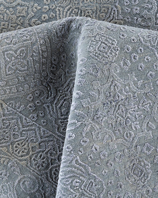 Traditional Ikat Hand Knotted Floral Silk & Wool Blend Gray Area Rug 8' 0" x 9' 8"