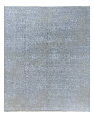 Traditional Ikat Hand Knotted Floral Silk & Wool Blend Gray Area Rug 8' 0" x 9' 8"