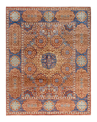 Contemporary Modern Hand Knotted Floral Wool Rust Area Rug 8' 1" x 10' 3"