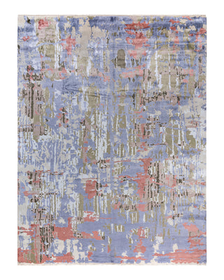 Traditional Ikat Hand Knotted Abstract Silk & Wool Blend Ivory Area Rug 9' 3" x 11' 10"
