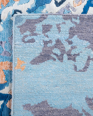 Contemporary Modern Hand Knotted Abstract Silk & Wool Blend Blue Area Rug 8' 2" x 10' 1"