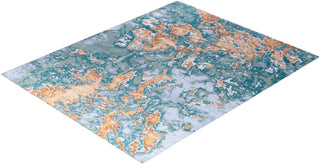 Contemporary Modern Hand Knotted Abstract Silk & Wool Blend Blue Area Rug 8' 2" x 10' 1"