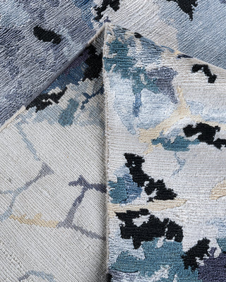 Contemporary Modern Hand Knotted Abstract Silk & Wool Blend Gray Area Rug 9' 0" x 12' 1"