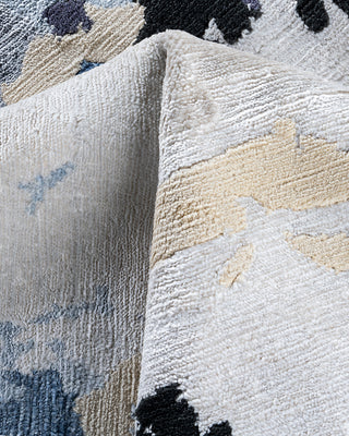 Contemporary Modern Hand Knotted Abstract Silk & Wool Blend Gray Area Rug 9' 0" x 12' 1"