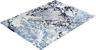 Contemporary Modern Hand Knotted Abstract Silk & Wool Blend Gray Area Rug 9' 0" x 12' 1"