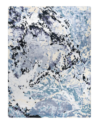 Contemporary Modern Hand Knotted Abstract Silk & Wool Blend Gray Area Rug 9' 0" x 12' 1"