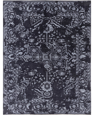 Traditional Abstarct Wool, Silk Hand Knotted Black Area Rug 9' 0" x 11' 9"