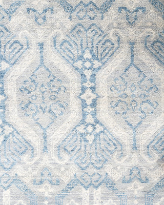 Traditional Ikat Hand Knotted Floral Wool Gray Area Rug 8' 2" x 10' 2"