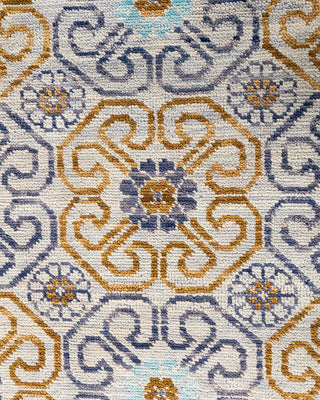 Contemporary Modern Hand Knotted Floral Wool Beige Area Rug 8' 2" x 10' 5"