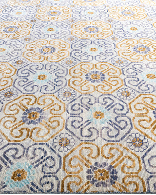 Contemporary Modern Hand Knotted Floral Wool Beige Area Rug 8' 2" x 10' 5"