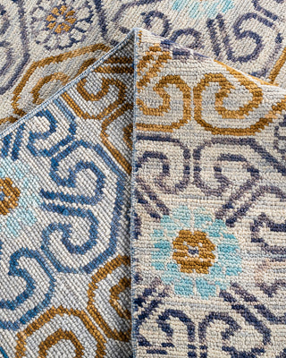 Contemporary Modern Hand Knotted Floral Wool Beige Area Rug 8' 2" x 10' 5"