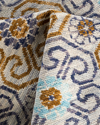 Contemporary Modern Hand Knotted Floral Wool Beige Area Rug 8' 2" x 10' 5"