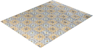 Contemporary Modern Hand Knotted Floral Wool Beige Area Rug 8' 2" x 10' 5"