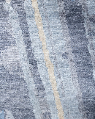 Contemporary Modern Hand Knotted Abstract Silk Gray Area Rug 9' 1" x 12' 2"