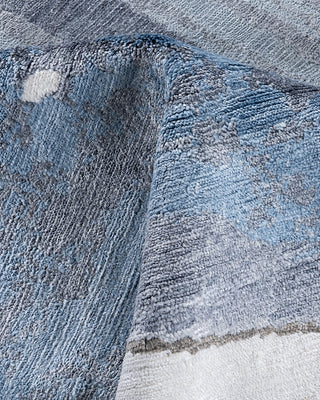 Contemporary Modern Hand Knotted Abstract Silk Gray Area Rug 9' 1" x 12' 2"