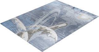 Contemporary Modern Hand Knotted Abstract Silk Gray Area Rug 9' 1" x 12' 2"