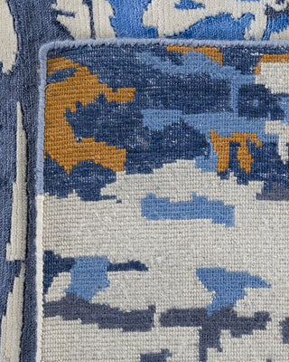 Contemporary Modern Hand Knotted Abstract Silk & Wool Blend Ivory Area Rug 9' 2" x 12' 3"