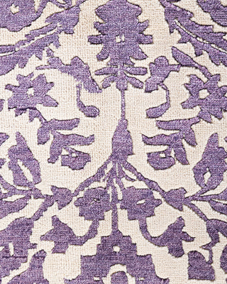Traditional Ikat Hand Knotted Abstract Silk & Wool Blend Beige Area Rug 8' 1" x 10' 0"