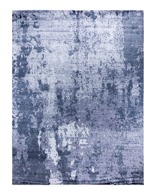 Contemporary Modern Hand Knotted Abstract Silk Gray Area Rug 9' 1" x 12' 2"