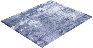 Contemporary Modern Hand Knotted Abstract Silk Gray Area Rug 8' 2" x 9' 10"