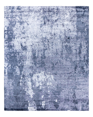 Contemporary Modern Hand Knotted Abstract Silk Gray Area Rug 8' 2" x 9' 10"