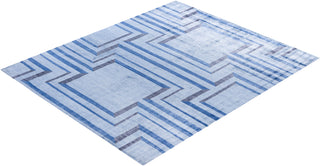 Contemporary Geometric Silk Hand Knotted Beige Area Rug 8' 2" x 10' 0"