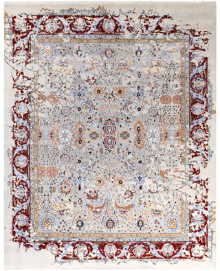 Traditional Abstarct Wool, Silk Hand Knotted Gray Area Rug 8' 2" x 10' 1"