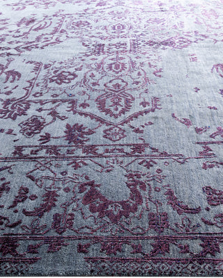 Traditional Ikat Hand Knotted Abstract Silk & Wool Blend Gray Area Rug 9' 1" x 12' 1"