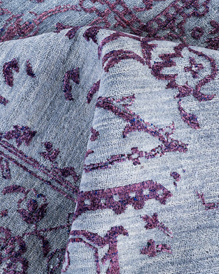 Traditional Ikat Hand Knotted Abstract Silk & Wool Blend Gray Area Rug 9' 1" x 12' 1"