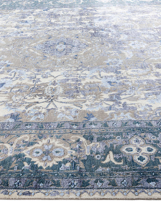 Traditional Ikat Hand Knotted Floral Silk & Wool Blend Ivory Area Rug 9' 0" x 12' 0"