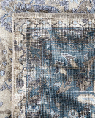 Traditional Ikat Hand Knotted Floral Silk & Wool Blend Ivory Area Rug 9' 0" x 12' 0"