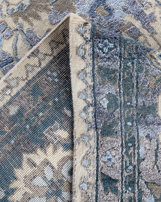 Traditional Ikat Hand Knotted Floral Silk & Wool Blend Ivory Area Rug 9' 0" x 12' 0"
