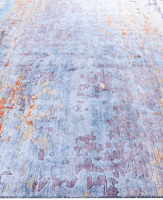 Contemporary Abstarct Wool, Silk Hand Knotted Gray Area Rug 7' 10" x 9' 10"