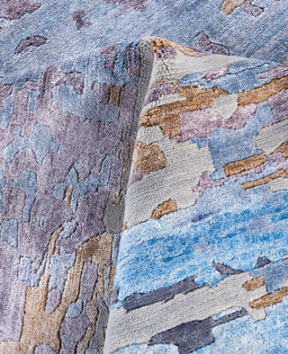 Contemporary Abstarct Wool, Silk Hand Knotted Gray Area Rug 7' 10" x 9' 10"